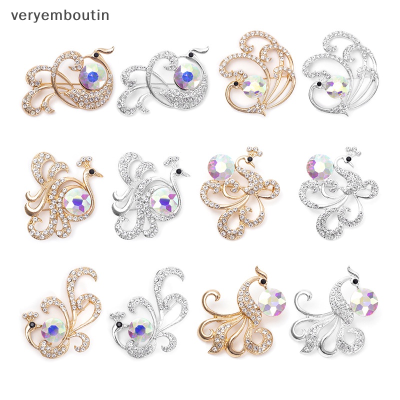 Trâm Cài Áo Hình Chim Công Đính Đá Bằng Hợp Kim Thời Trang Cho Nữ