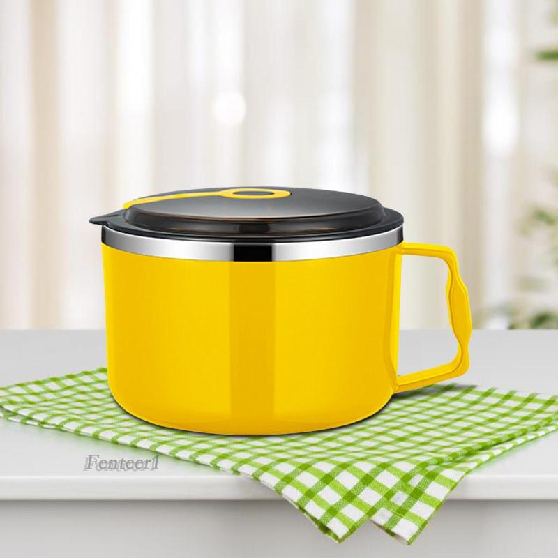 Tô Ăn Mì Có Nắp Và Tay Cầm Bằng Thép Không Gỉ Tiện Lợi