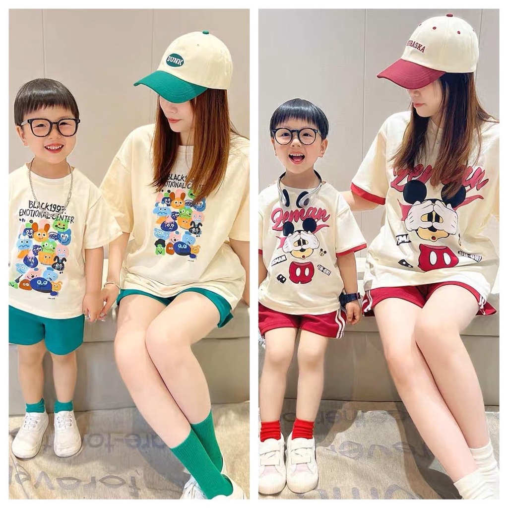 Bộ quần áo cộc tay cho mẹ và bé, bộ gia đình
