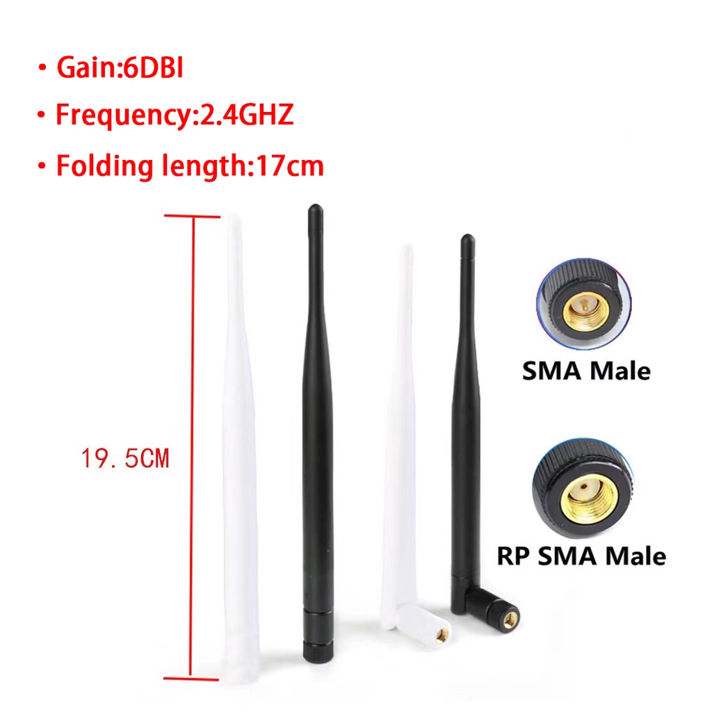 Set 2 Ăng Ten 2.4GHz 5.8G 3dBi / 6dBi RP SMA Chuyên Dụng Cho Bộ Định Tuyến Không Dây 11cm / 19cm