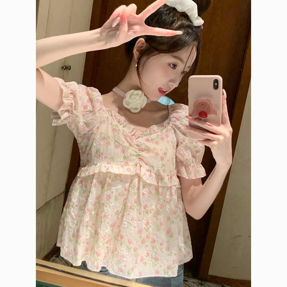 Áo Sơ Mi Ngắn Tay Dáng Rộng In Hoa Thời Trang Dành Cho Nữ