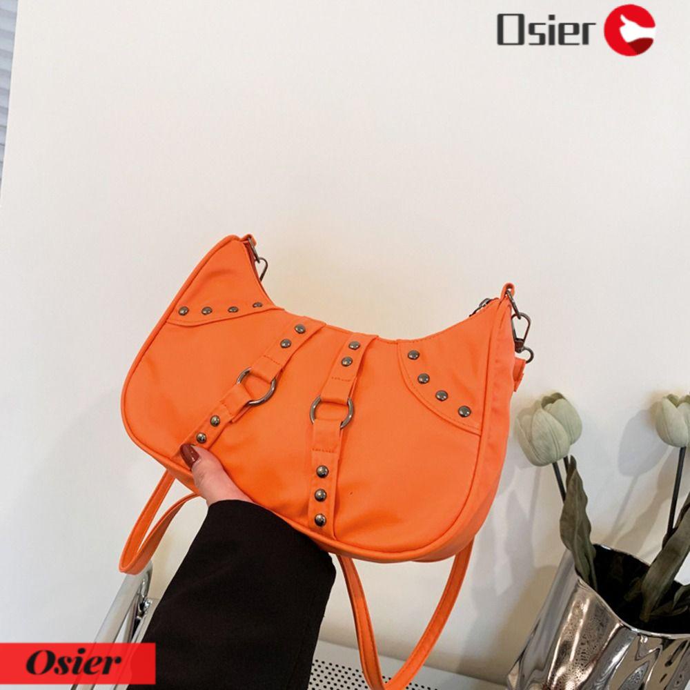 OSIER1 Túi Xách Da PU Mini Trọng Lượng Nhẹ Đính Đinh Tán Thời Trang Cho Nữ