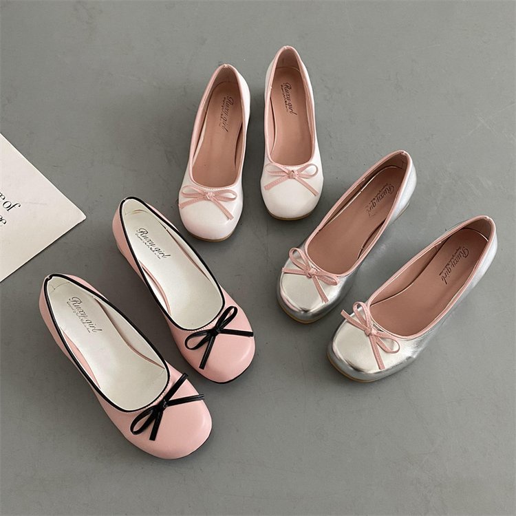 Giày Búp Bê Da PU Đính Nơ Thời Trang Mùa Hè Cho Nữ