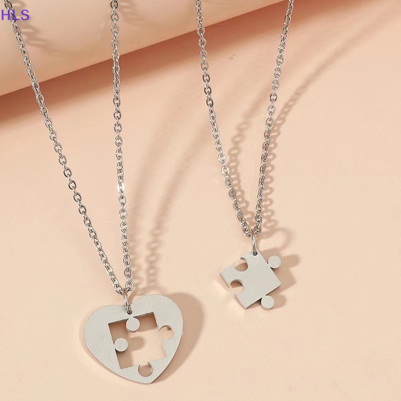 [HLS] Set 2 Vòng cổ Ghép Hình Trái Tim Phong Cách Punk Hiphop Dành Cho Cặp Đôi