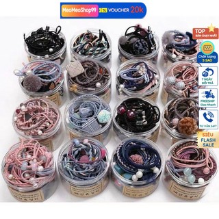 Set bộ 12 dây buộc tóc chun Hàn Quốc