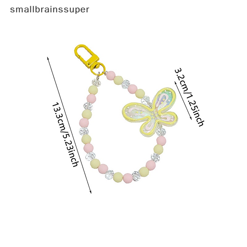 Dây Đeo Điện Thoại / Móc Khóa Bằng Acrylic Màu Kẹo Hình Bướm Dễ Thương SBS