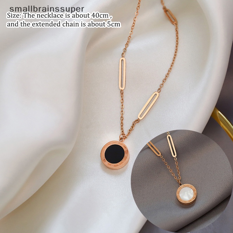 Vòng cổ Thép Titan Mặt Số La Mã Màu Trắng Đen Thời Trang Cho Nữ SBS