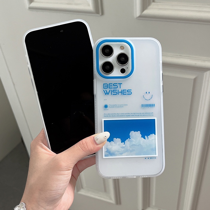Ốp Điện Thoại Họa Tiết Bầu Trời Xanh Cho iPhone 14 Pro Max 13 12 Pro Max 11