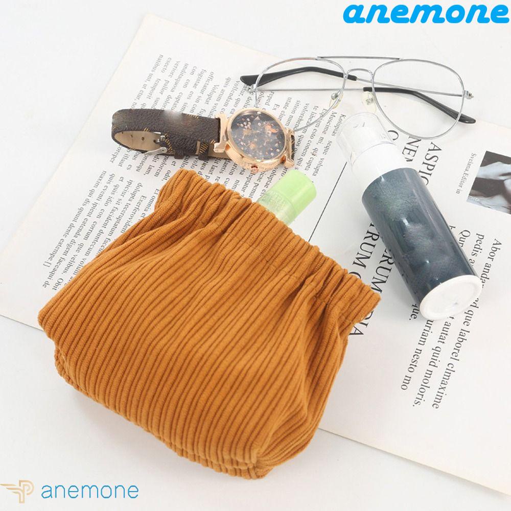 ANEMONE Túi Đựng Trang Sức Bằng Nhung Màu Trơn Tự Đóng Tiện Dụng Cho Nữ