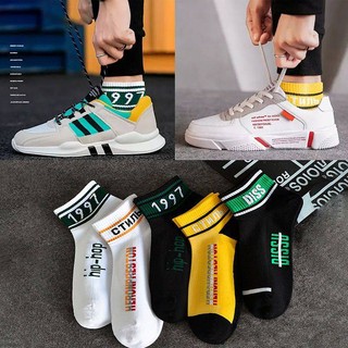 Spring and Summer Short Socks Men's Korean Style Internet Celebrity Men's Low Cut Trendy Mid-Calf Length Socks OFBp