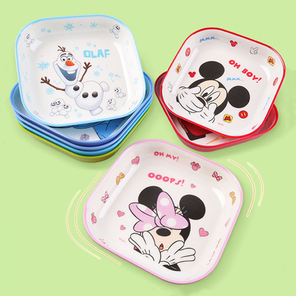 Đĩa Vuông Ăn Trái Cây Họa Tiết Disney Stitch Mickey Minnie Frozen Elsa Dành Cho Trẻ Em