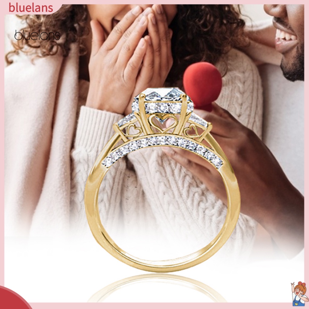 Set 2 Nhẫn Hợp Kim Đính Đá Zircon Thời Trang Cho Nữ