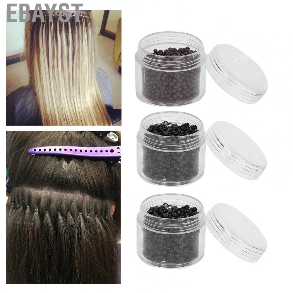 Ebayst Hair Extension Ring  3000pcs 3.0mm Silicone Micro Links Rings Small Comfortable Lined Beads Extensions Tool for Making All Kinds of Wigs and