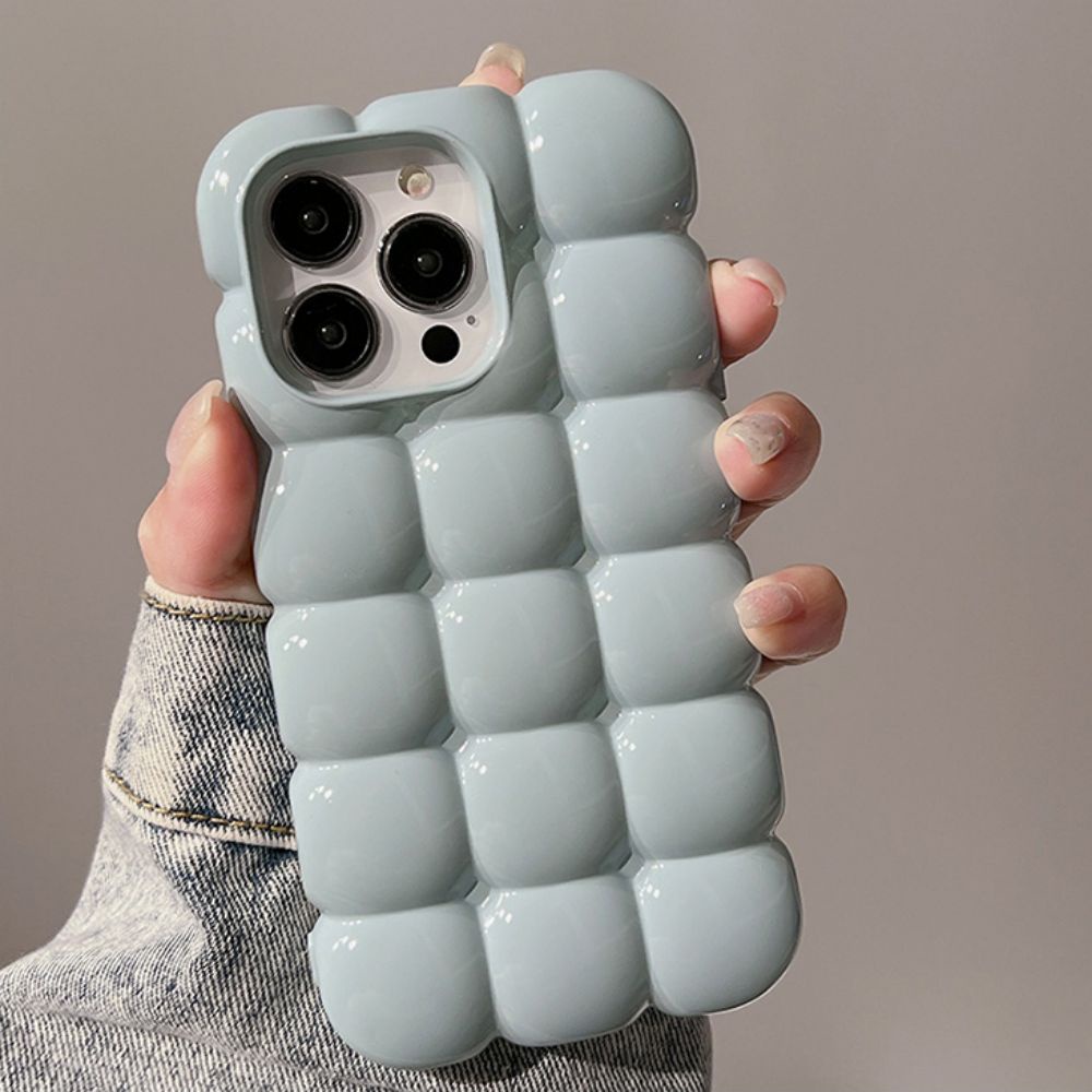 Ốp Điện Thoại TPU Mềm Chống Sốc Họa Tiết Kẻ Ô 3D Màu Trơn Đơn Giản Cho IPhone 11 12 13 14 Pro Max