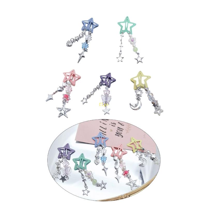 Kẹp Tóc Ngôi Sao Năm Cánh Bằng Kim Loại Màu Sắc Ngọt Ngào Đơn Giản