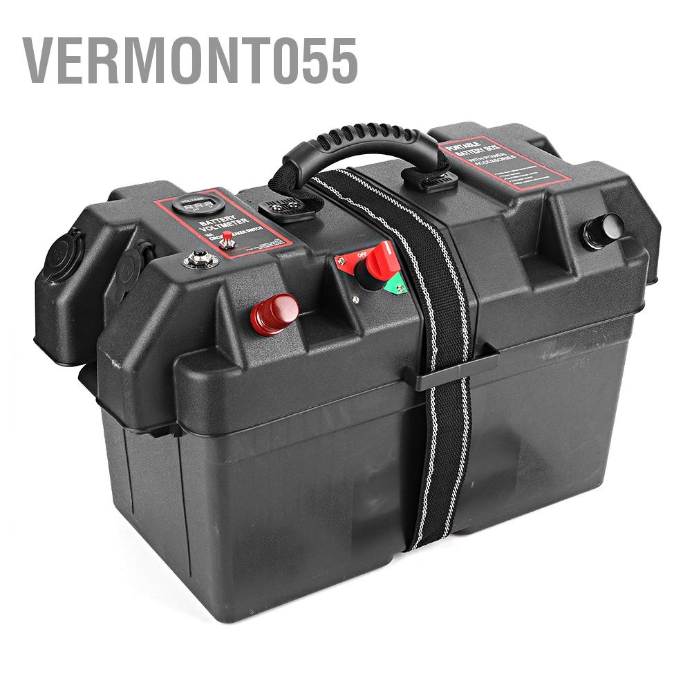 Vermont055 Trạm trung tâm điện động cơ Minnkota Trolling bằng nhựa Hộp pin Cổng sạc USB 12V
