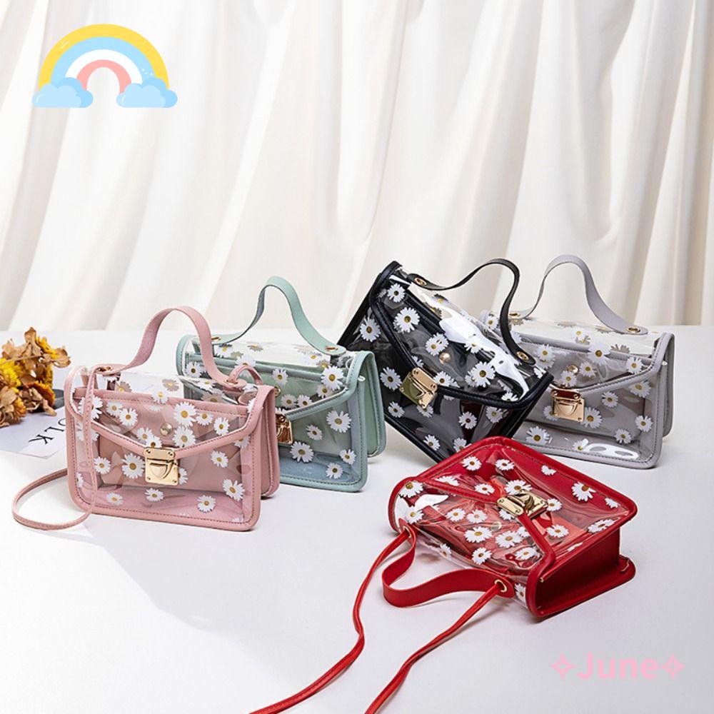 JUNE Túi Tote Đeo Vai In Họa Tiết Hoa Cúc Dễ Thương Thời Trang Cho Nữ