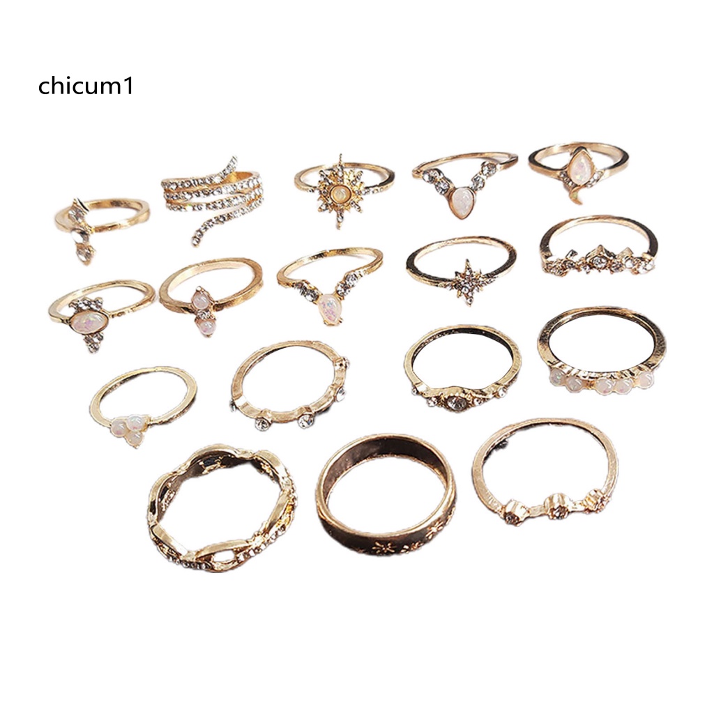 Set 17 Nhẫn Đeo Khớp Ngón Tay Phong Cách Vintage