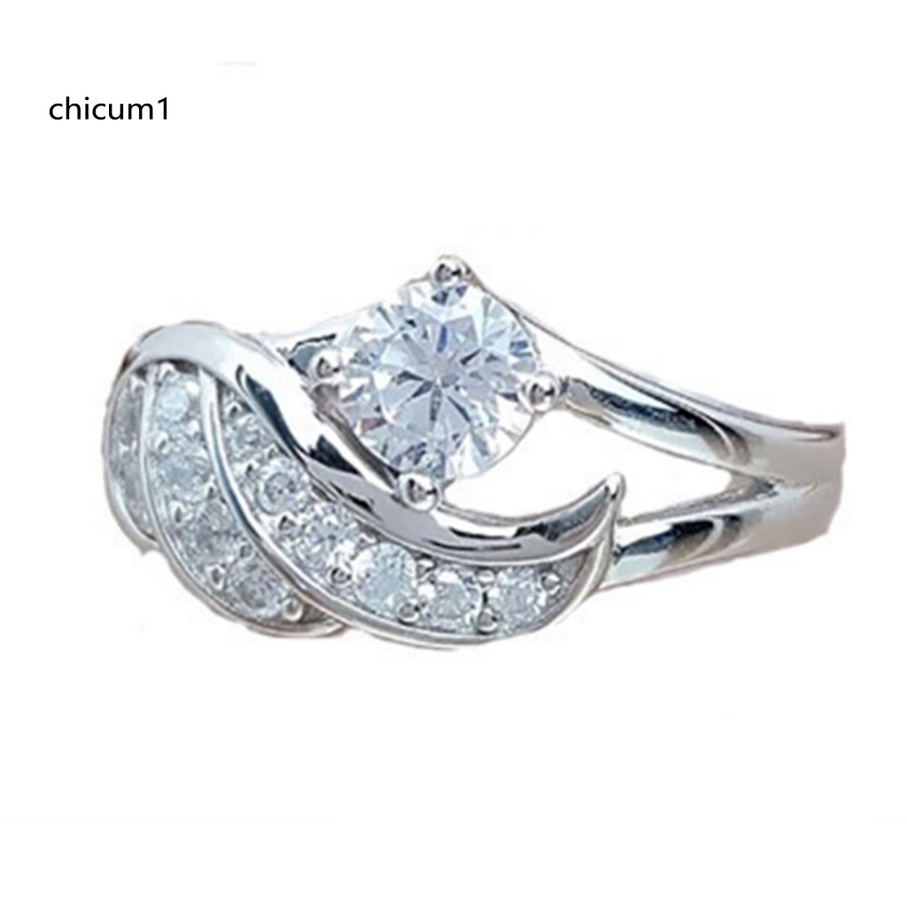 Nhẫn Cưới Hợp Kim Đính Đá Zircon Hình Cánh Thiên Thần