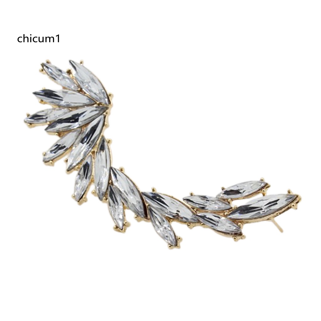 1 Khuyên Kẹp Vành Tai Hình Lá Đính Đá Lấp Lánh Phong Cách Boho