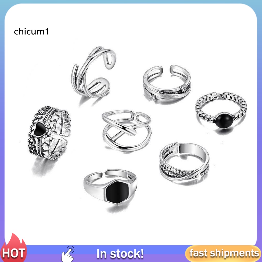 Set 7 Nhẫn Đeo Khớp Ngón Tay Đính Đá Thời Trang Cho Nữ