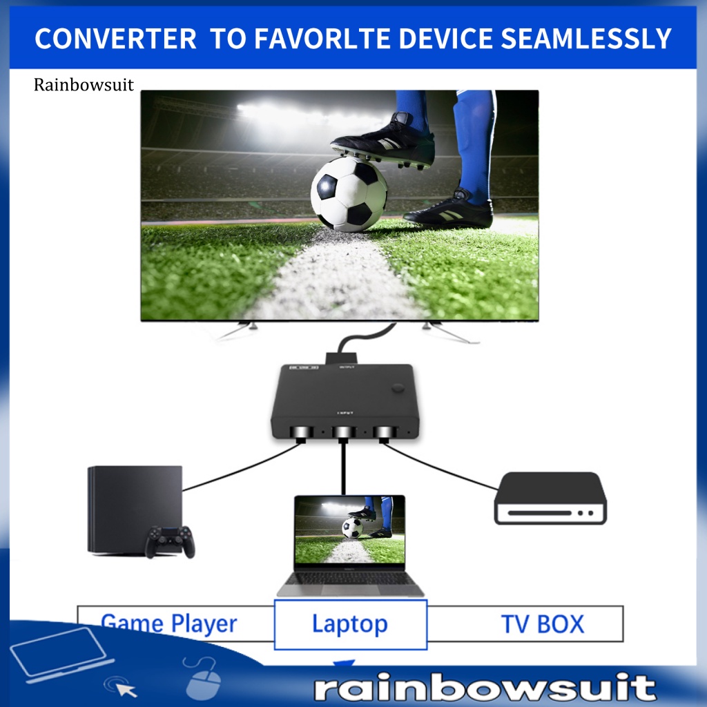 Công Tắc Chuyển Đổi 3 Đầu Vào HDMI Độ Phân Giải Cao Chuyên Nghiệp Dành Cho Laptop