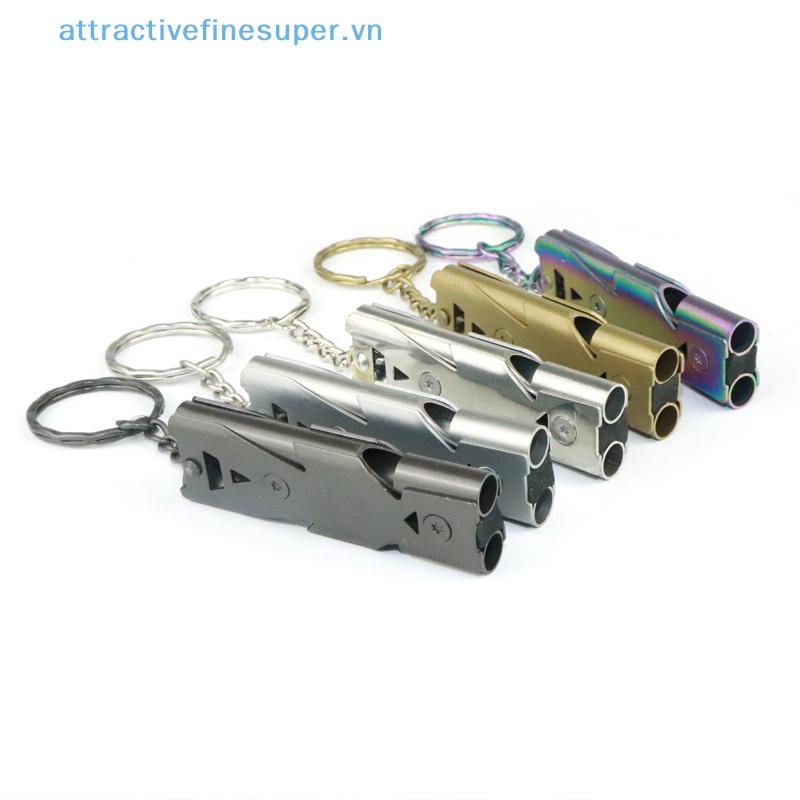 Còi Thổi Sinh Tồn Bằng Thép Không Gỉ Hai Ống AFS al Di Động Cho Hoạt Động Ngoài Trời