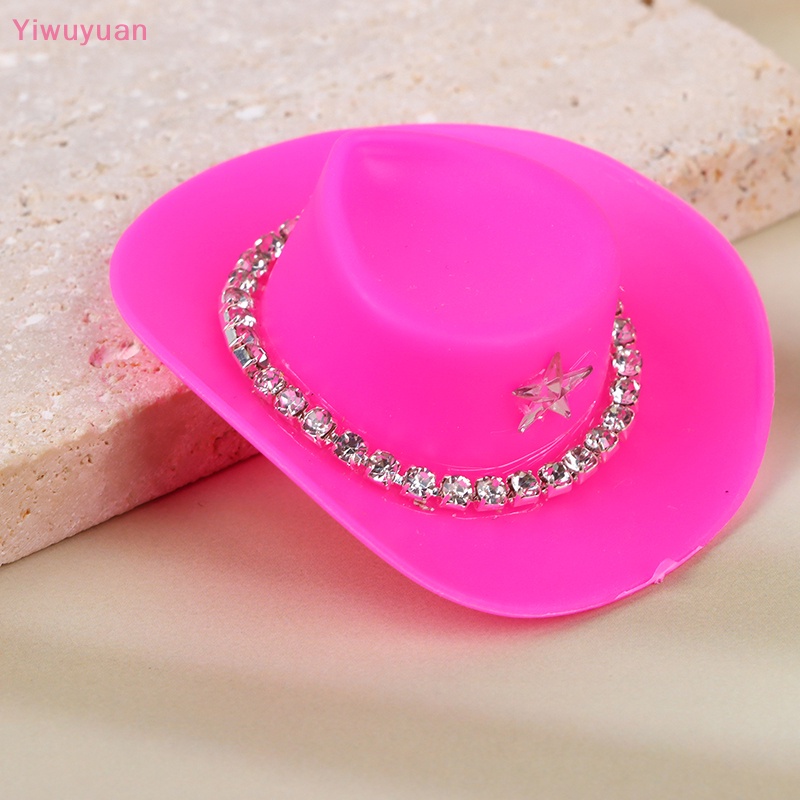 < Yiwuyuan > Set 5 Mũ Cao Bồi Mini Màu Hồng Đính Kim Cương Thời Trang Sáng Tạo Và Thiết Thực Cho Búp Bê Bé Gái