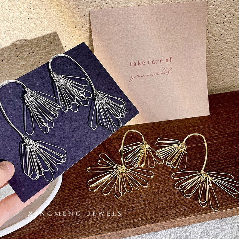 Bông Tai Dáng Dài Hai Đầu Bằng Kim Loại Phong Cách Pháp Cổ Điển Thời Trang Cho Nữ