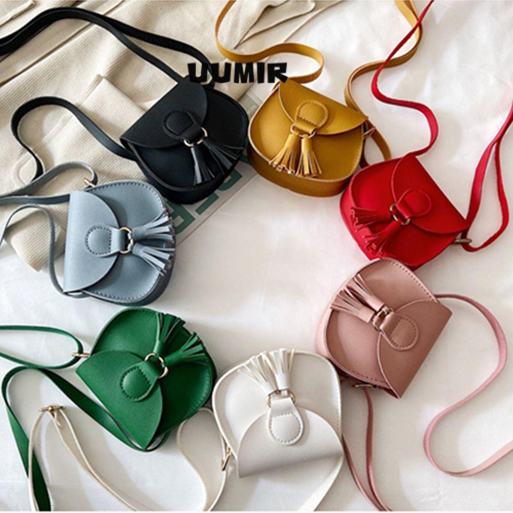 UUMIR Túi Đeo Chéo Da PU Màu Trơn Đính Tua Rua Thời Trang Cho Nữ