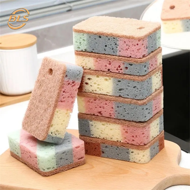 Miếng Bọt Biển Rửa Chén Bằng Bột Cotton / Gỗ Hai Mặt Nhiều Màu Tùy Chọn Tiện Dụng