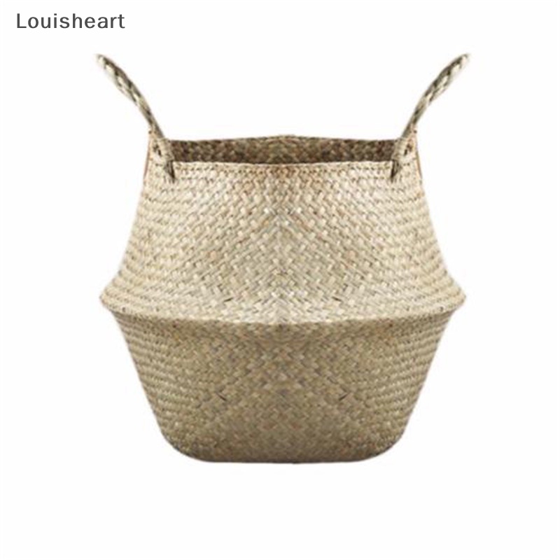 Giỏ Mây Louisheart Hình Tròn Có Tay Cầm Bằng Gỗ Tự Nhiên Dùng Trồng Cây Tiện Dụng