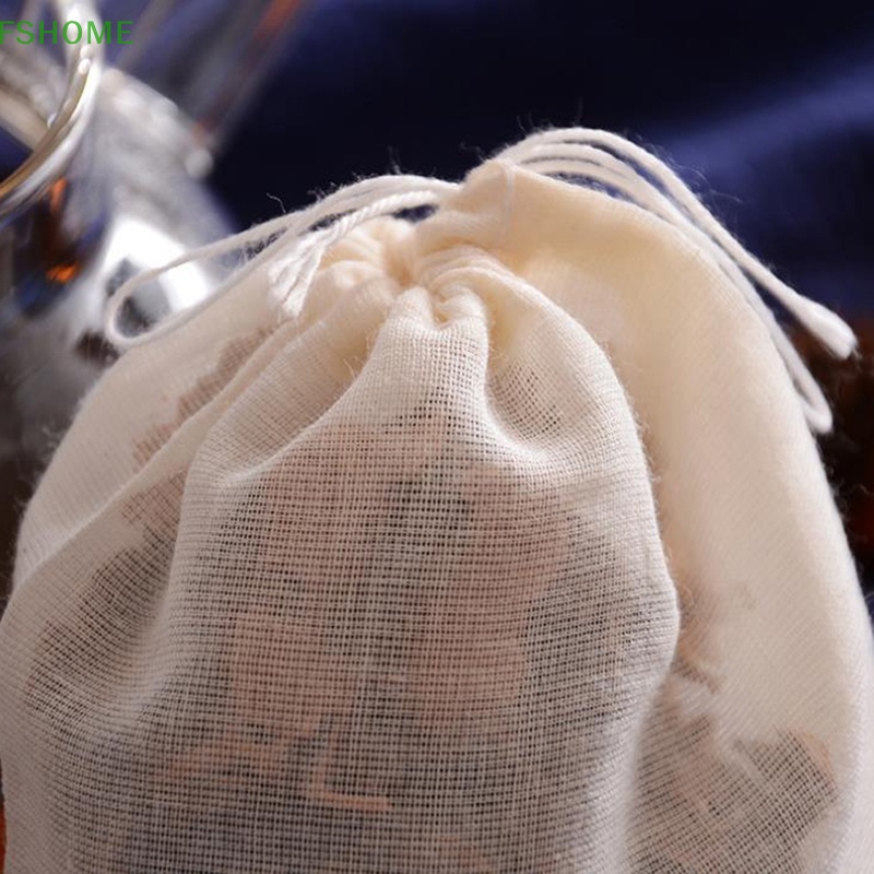 Túi Lưới Lọc Thực Phẩm Bằng Cotton Có Dây Rút Tái Sử Dụng Tiện Lợi