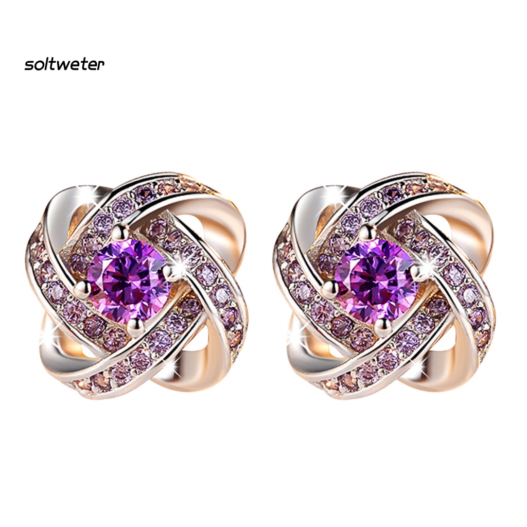 Bông Tai Hợp Kim Hình Hoa Đính Đá Trang Trí Dành Cho Nữ