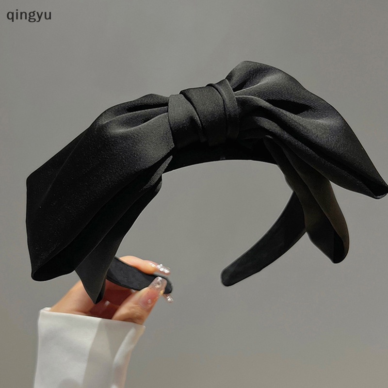 Băng Đô Cài Tóc Màu Trơn Đính Nơ To Chống Trượt Thời Trang Cho Nữ