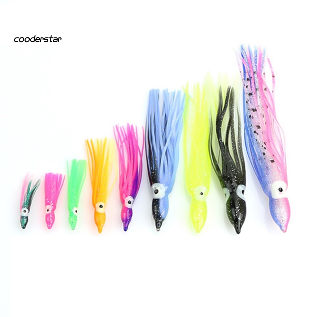 Bộ 10 Mồi Câu Cá Hình Bạch Tuộc Nhiều Màu Sắc Phát Sáng Độc Đáo