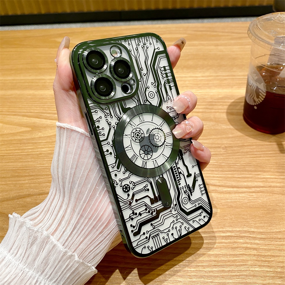 Ốp Điện Thoại Silicon Mềm Trong Suốt Chống Sốc Mạ Điện In Họa Tiết Mạch Cho iPhone 11 12 13 14 Pro Max 11pro 14 plus