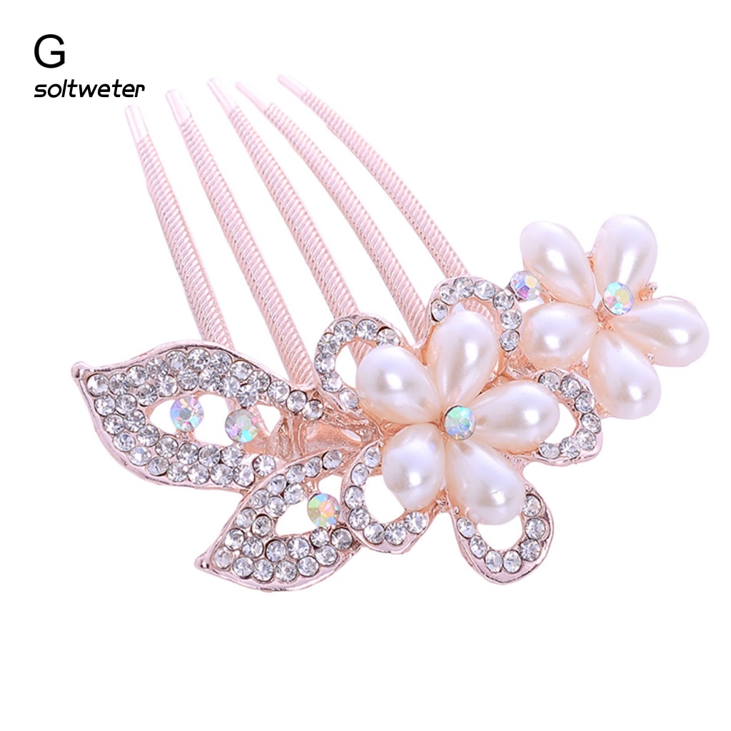 Lược Cài Tóc Năm Răng Đính Đá Lấp Lánh Dễ Sử Dụng