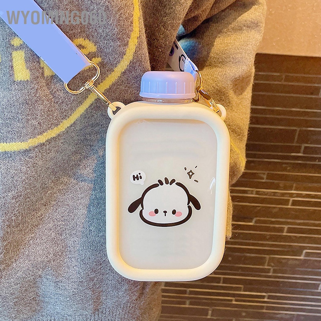 Wyoming060 Chai Nước Dễ Thương Niêm Phong Bằng Nhựa Thiết Kế Chống Rò Rỉ Bình Trọng Lượng Nhẹ Có Dây Đeo Vai Cho Học Sinh