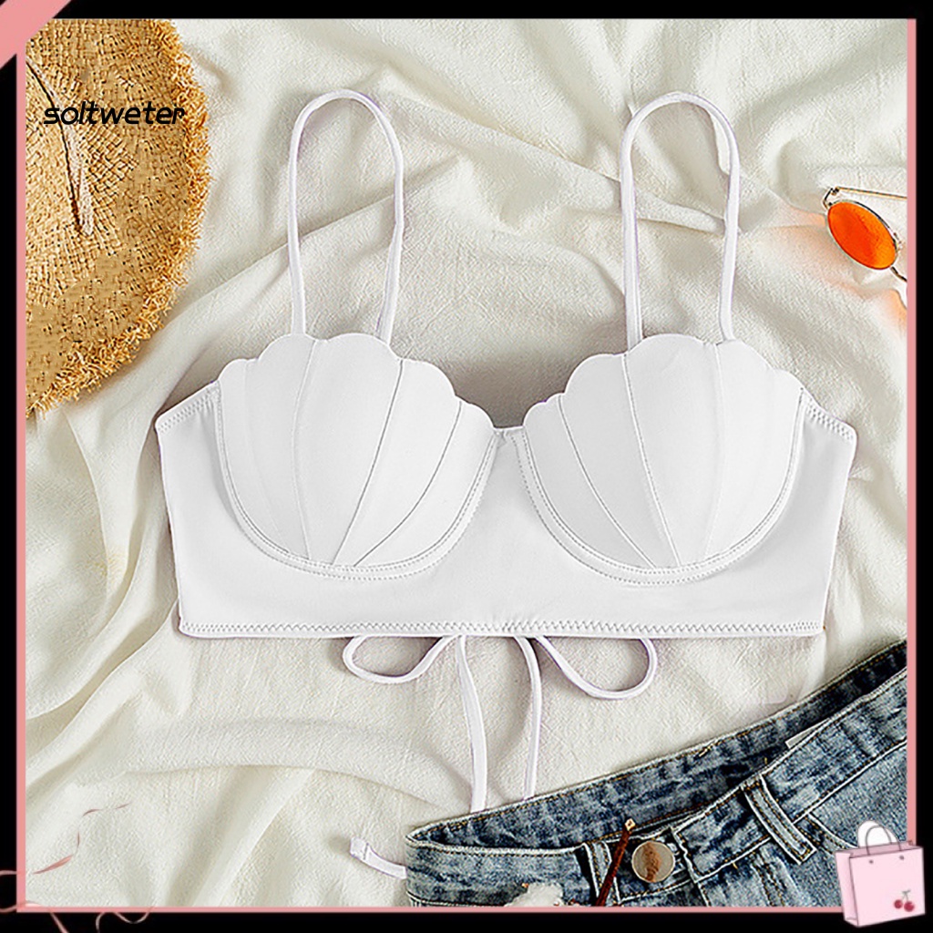 Áo Bơi Hai Dây Có Mút Nâng Ngực Màu Sắc Đơn Giản Cho Nữ