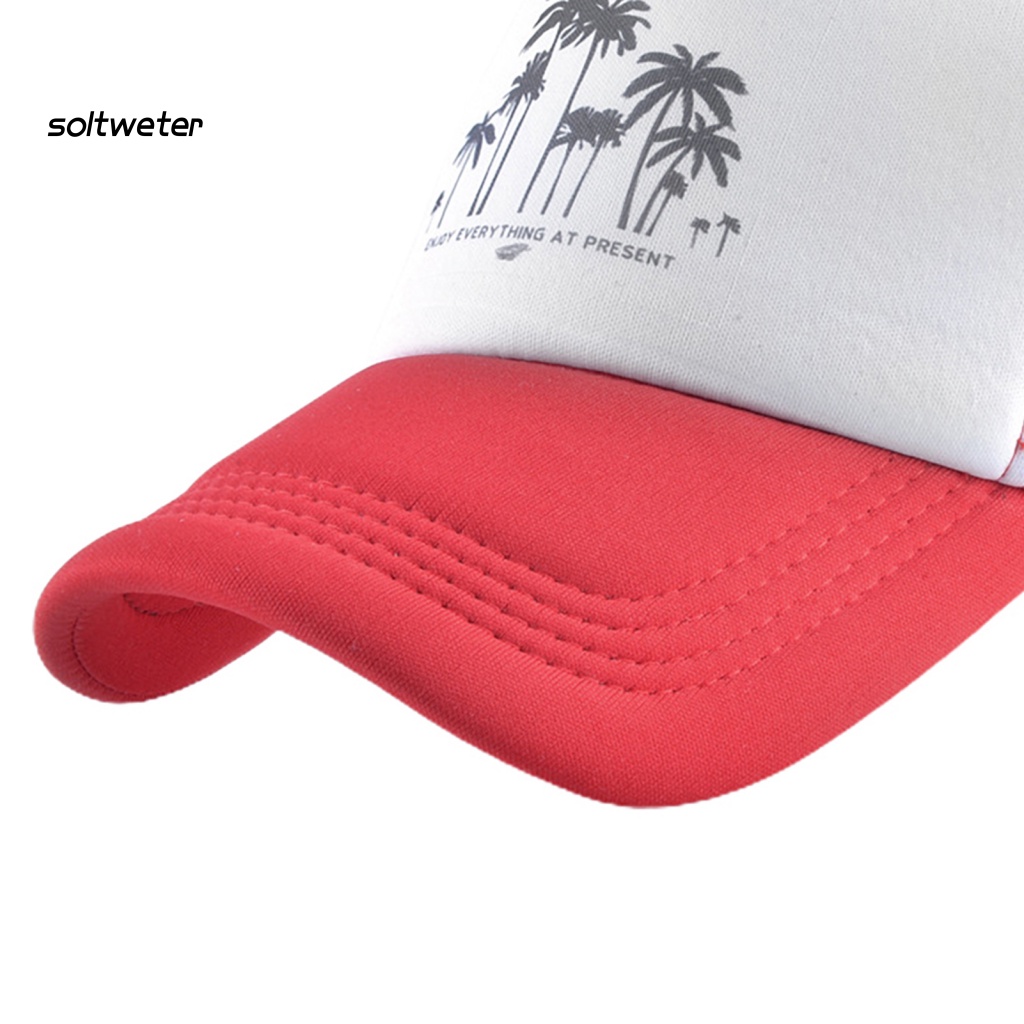 Mũ Lưỡi Trai Thể Thao Phối Lưới Thoáng Khí In Hình Cây Dừa Vành Dài Có Thể Điều Chỉnh Cho Nam