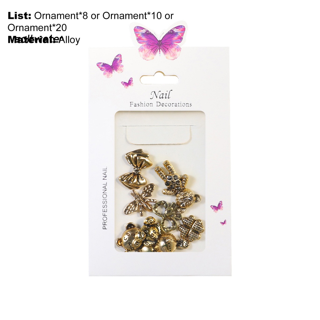 Set 8 / 10 / 20 Phụ Kiện Trang Trí Móng Tay Nghệ Thuật Nhiều Hình Dạng Không Phai Màu Phong Cách Vintage Charms Bằng Kim Loại Dành Cho Nữ