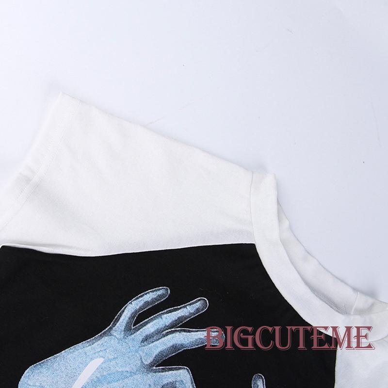 Áo Thun Crop Top Tay Ngắn Màu Sắc Tương Phản Thời Trang Mùa Hè Cho Nữ