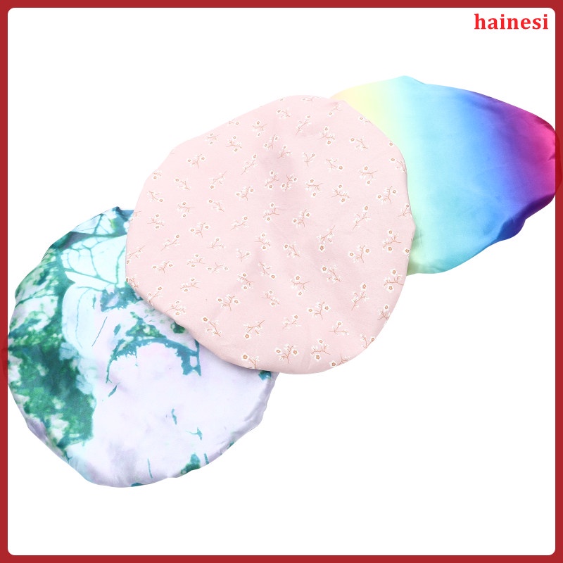 Bộ 3 Mũ Trùm Tóc Bằng Satin Màu Đen Chống Thấm Nước