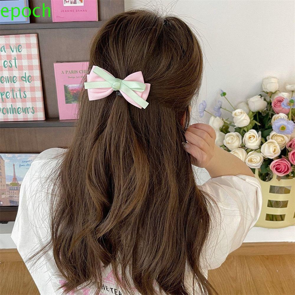 EPOCH Kẹp Tóc Bb Hai Lớp Thắt Nơ Màu Kẹo Phong Cách Hàn Quốc Dễ Thương Dùng Hàng Ngày