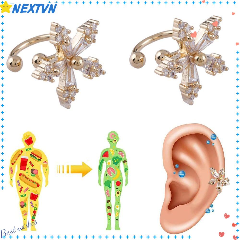 NEXTVN Bộ 2 Bông Tai Nam Châm Hình Bông Hoa Đính Đá Thời Trang Dành Cho Nữ