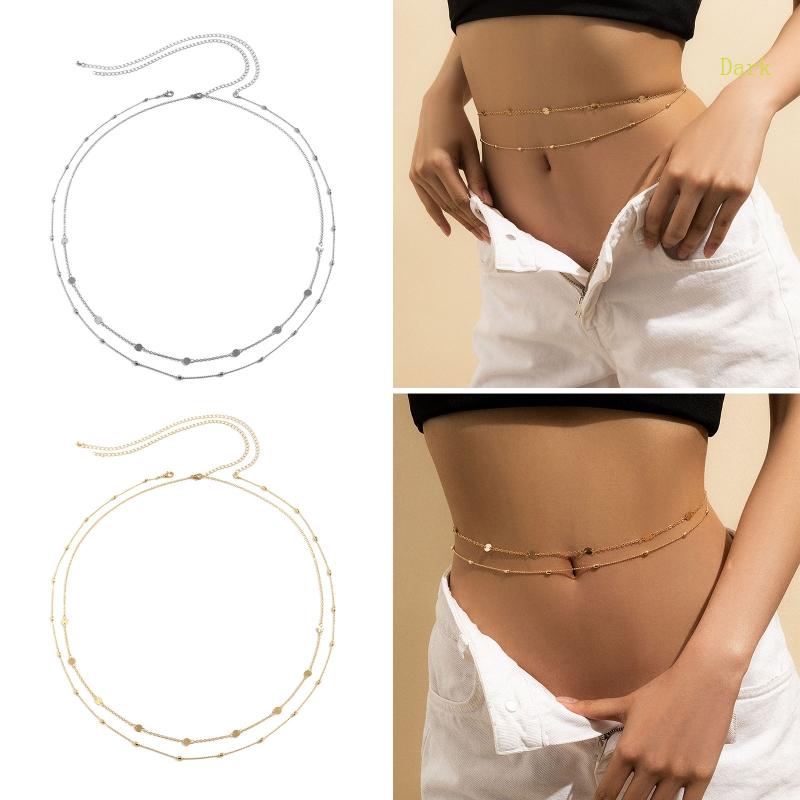 Dây Xích Đeo Eo Hai Lớp Gắn Đồng Xu Quyến Rũ Cho Nữ