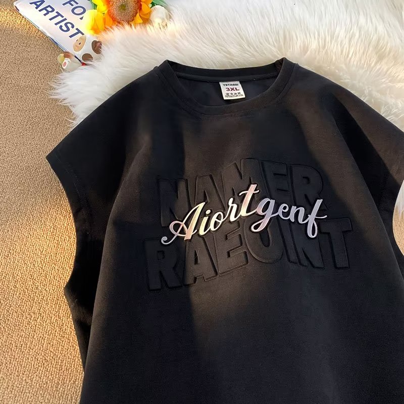 Áo Thun Da Lộn Tay Lửng Dáng Rộng Phong Cách Retro Đường Phố Mỹ Thời Trang Mùa Hè Dành Cho Nam