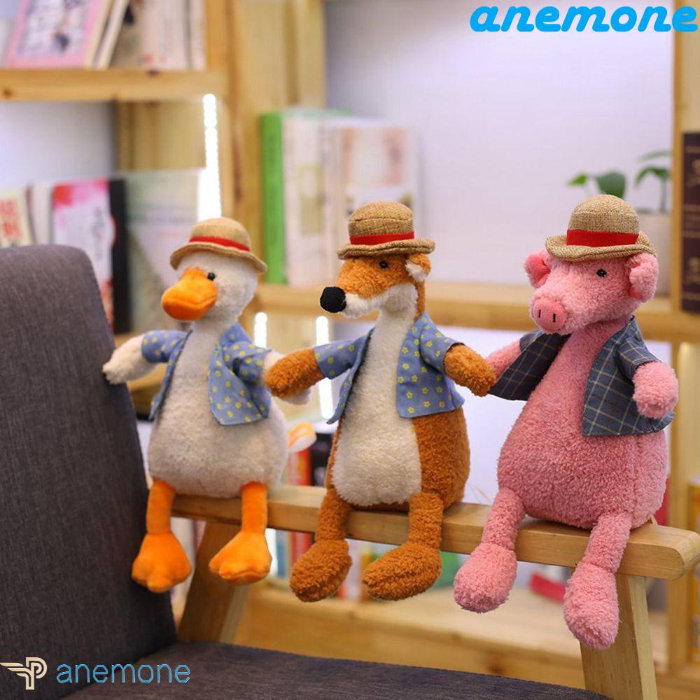 ANEMONE Đồ chơi nhồi bông Hình Vịt Đội Mũ Rơm Mềm Mại Dành Cho Trẻ Em