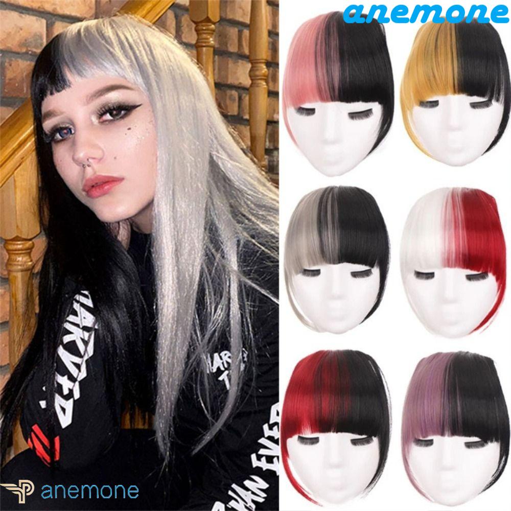 ANEMONE Tóc Mái Giả Thẳng Bằng Sợi Tổng Hợp Hai Màu Kháng Nhiệt